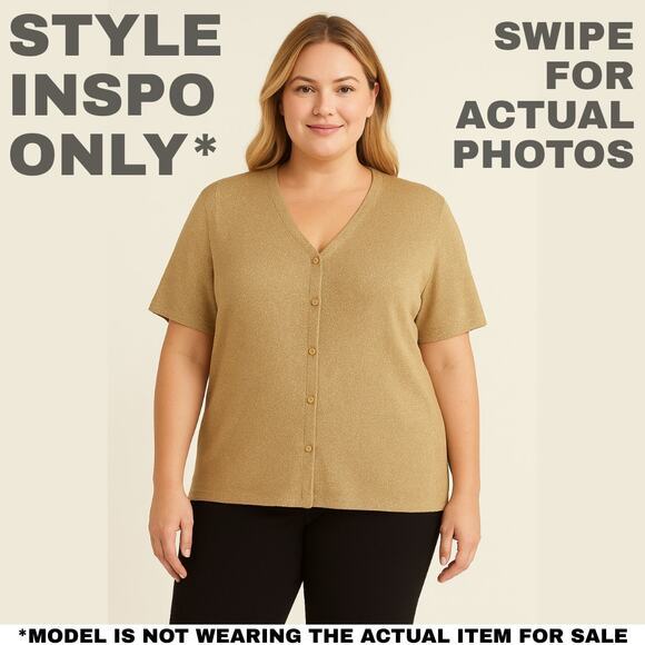 Maggie McNaughton Gold Button Front Top, Size 2X – Elegant Layering Piece [0028] - Picture 3 of 8